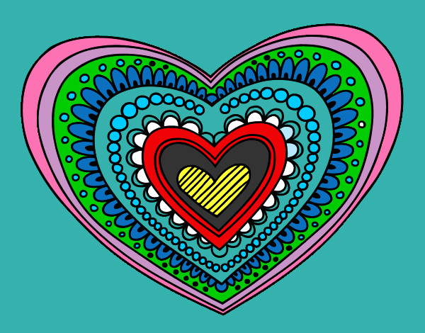 Dibujo Mandala corazón pintado por mechi72