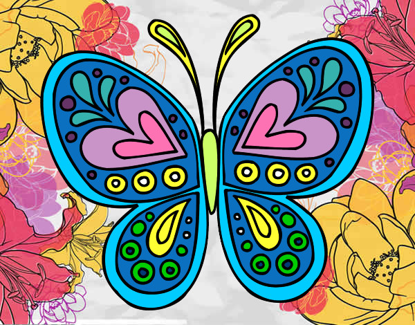 Dibujo Mandala mariposa pintado por yaquelin