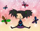 Dibujo Niña con mariposas pintado por lili10