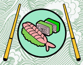 Dibujo Plato de Sushi pintado por canisha