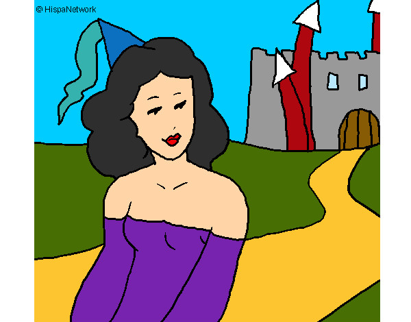 Dibujo Princesa y castillo pintado por elisan