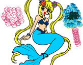 Dibujo Sirena con perlas pintado por bairo