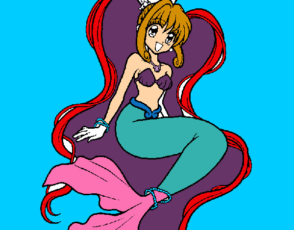 Dibujo Sirena con perlas pintado por mechi72