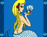 Dibujo Sirena y perla pintado por amor8020