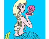 Dibujo Sirena y perla pintado por candelitam