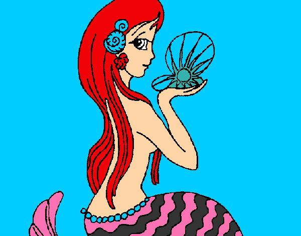 Dibujo Sirena y perla pintado por mechi72