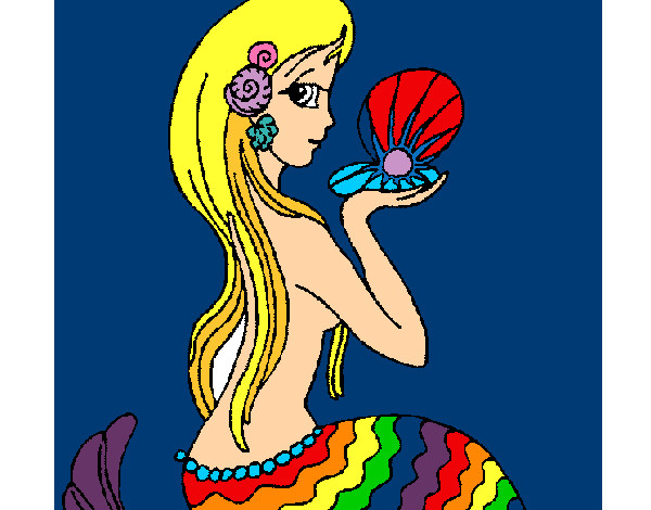 Dibujo Sirena y perla pintado por mechi72