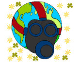 Dibujo Tierra con máscara de gas pintado por llinagirls