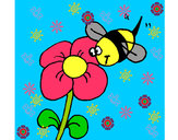 Dibujo Abeja y flor pintado por hola-