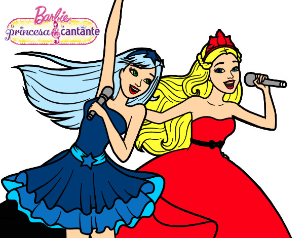 Barbie y la princesa cantando