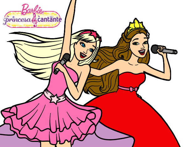 Barbie y la princesa cantando