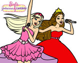 Dibujo Barbie y la princesa cantando pintado por elisan