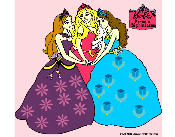 Dibujo Barbie y sus amigas princesas pintado por rareza 