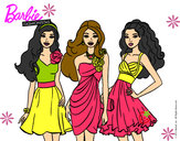 Dibujo Barbie y sus amigas vestidas de fiesta pintado por melanie-22