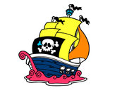 Dibujo Barco de piratas pintado por gemelos25