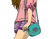Dibujo Chica con bolso pintado por FernandaV