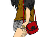 Dibujo Chica con bolso pintado por ValeB