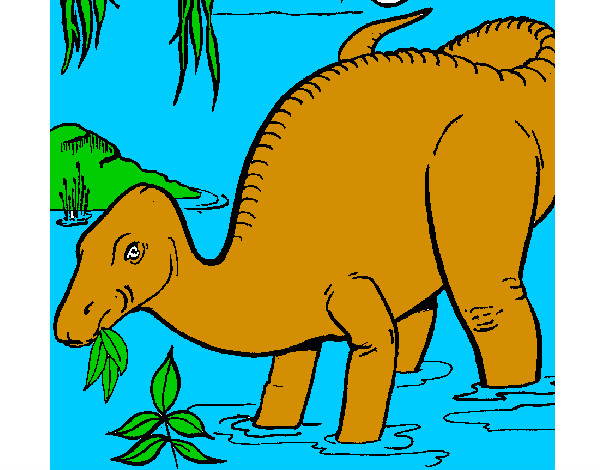 Dibujo Dinosaurio comiendo pintado por AndresO