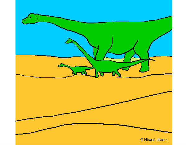 Dibujo Familia de Braquiosaurios pintado por AndresO