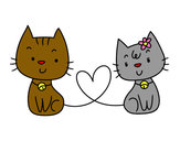 Dibujo Gatos enamorados pintado por ValeB