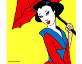 Dibujo Geisha con paraguas pintado por amalia
