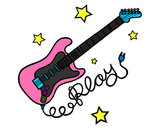 Dibujo Guitarra y estrellas pintado por lorele
