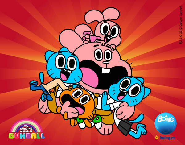 Dibujo Gumball y amigos contentos pintado por jorge312