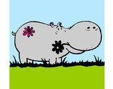 Dibujo Hipopótamo con flores pintado por ynna22