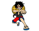 Dibujo Luffy golpeando pintado por tobishanks