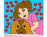 Dibujo Niña abrazando a su perro pintado por hola-