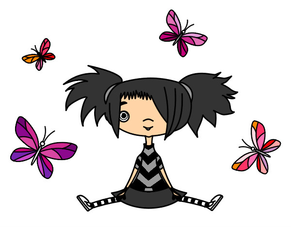 Niña con mariposas