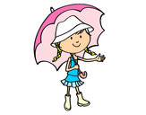 Dibujo Niña con paraguas pintado por mari05