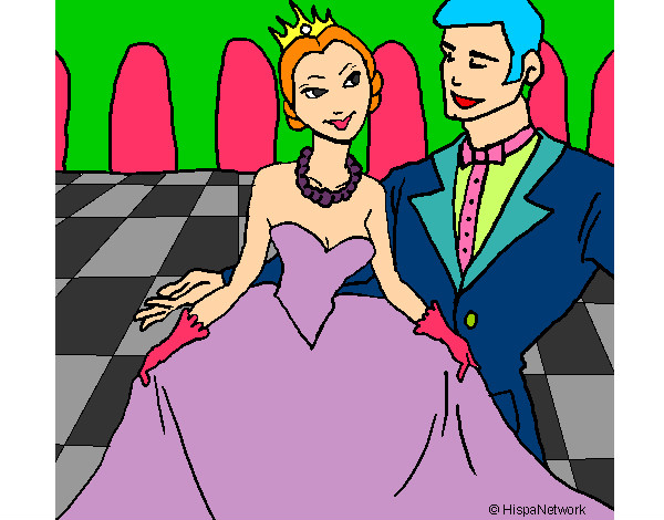 Dibujo Princesa y príncipe en el baile pintado por Sofia1203