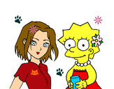 Dibujo Sakura y Lisa pintado por aruty