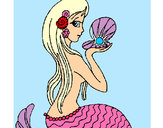 Dibujo Sirena y perla pintado por acuamarin
