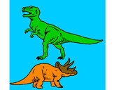 Dibujo Triceratops y tiranosaurios rex pintado por titacandel
