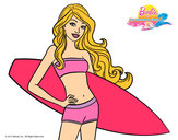 Dibujo Barbie con tabla de surf pintado por angel989