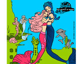 Dibujo Barbie sirena y la reina sirena pintado por amalia