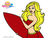 Dibujo Barbie va a surfear pintado por amalia