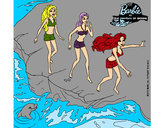 Dibujo Barbie y sus amigas en la playa pintado por amalia