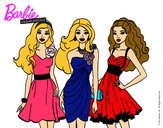 Dibujo Barbie y sus amigas vestidas de fiesta pintado por Camitini
