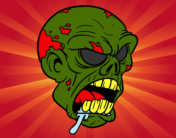 Dibujo Cabeza de zombi pintado por azita