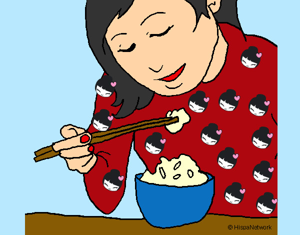 Dibujo Comiendo arroz pintado por Miri2