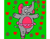 Dibujo Elefante con tutú pintado por sach