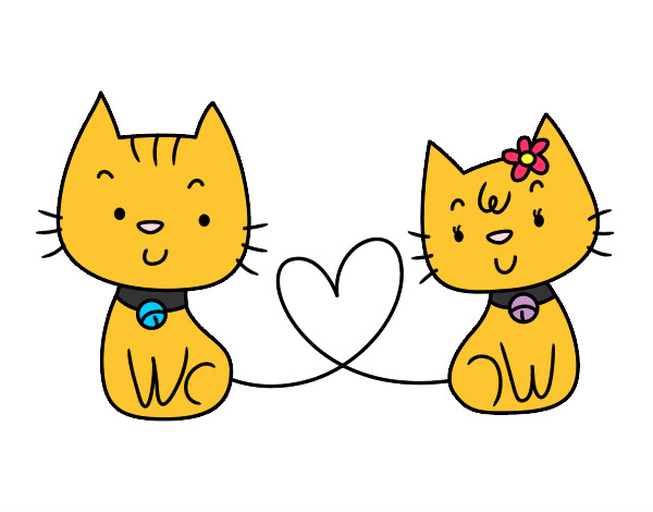 Dibujo Gatos enamorados pintado por azita