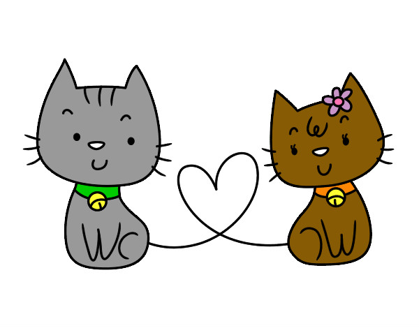 Dibujo Gatos enamorados pintado por isabeligna