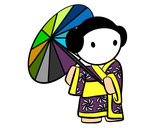 Dibujo Geisha con sombrilla pintado por Esme4