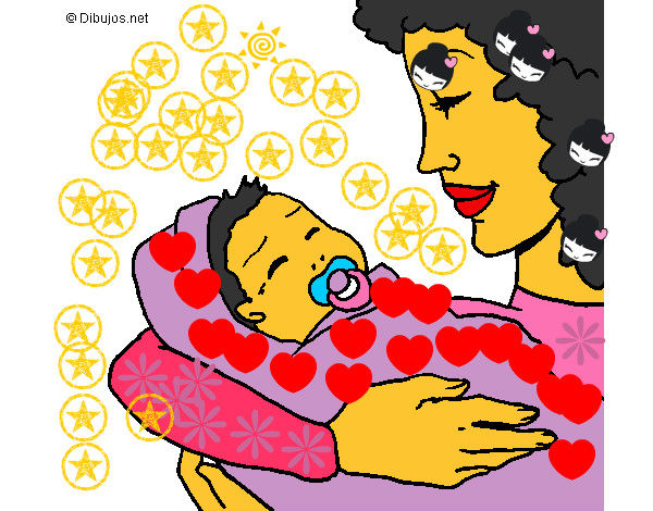 Dibujo Madre con su bebe II pintado por gracielaen