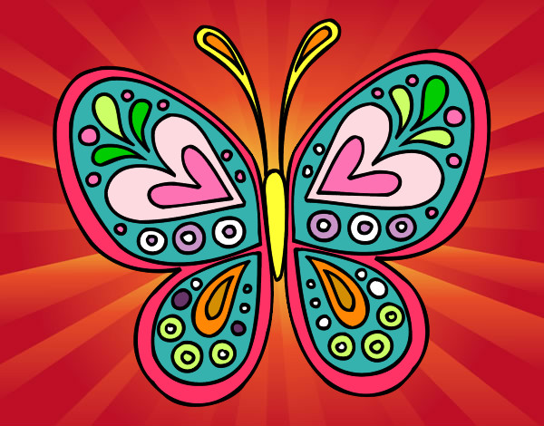 Dibujo Mandala mariposa pintado por manpa