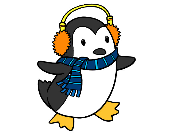 Dibujo Pingüino con bufanda pintado por lolirock